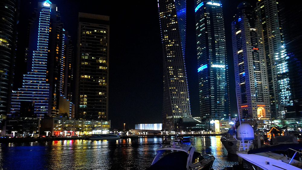 Dubai Marina skyline in the cool season