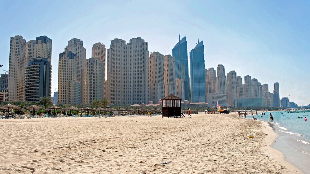 A quiet beach in Dubai during the cool season