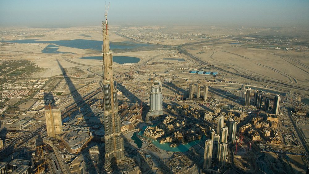 The Burj Khalifa towering over Downtown Dubai