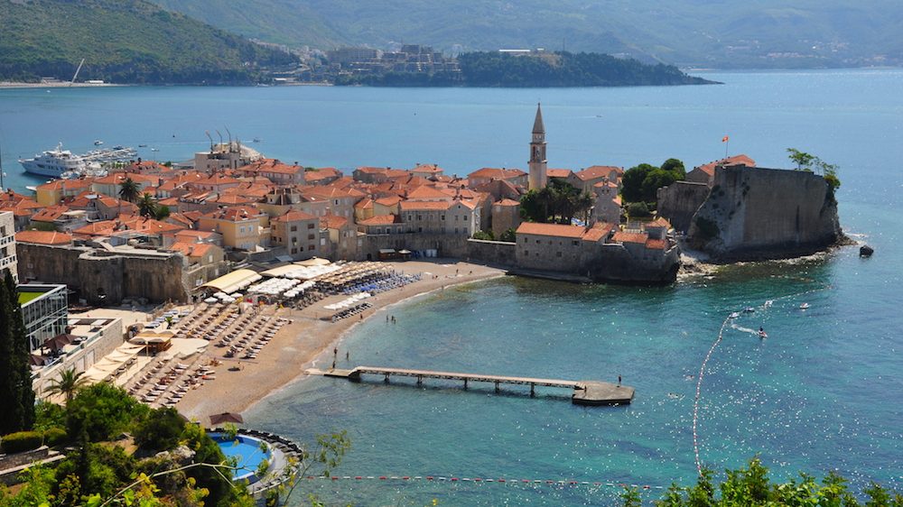 Budva old town and beach buzz in peak summer