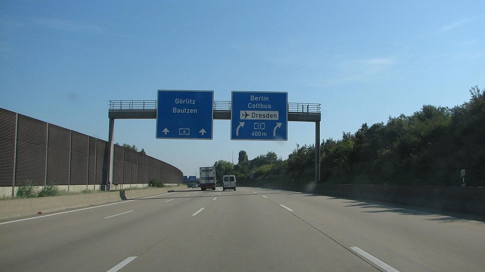 A motorway interchange on the German Autobahn network