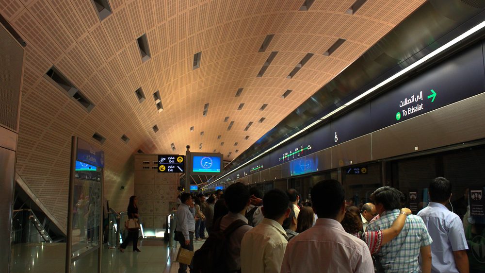 Inside a cool, modern Dubai Metro station