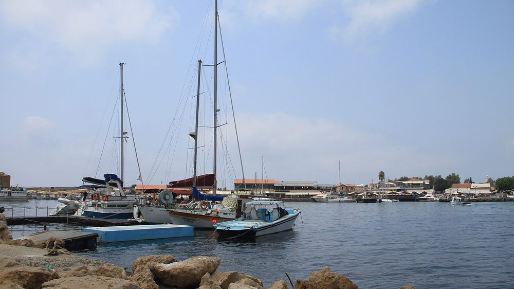 Boats moored at Paphos harbour in Cyprus
