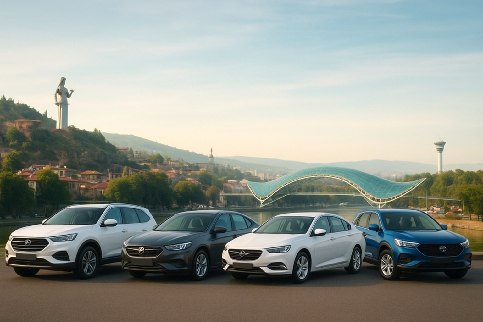 Панорама Тбилиси с Мать Картли и Мостом Мира — фон главного экрана